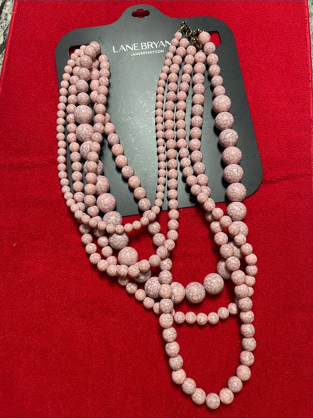 Lane Bryant Women's Pink Multi-Strand Beaded Chunky Statement Necklace